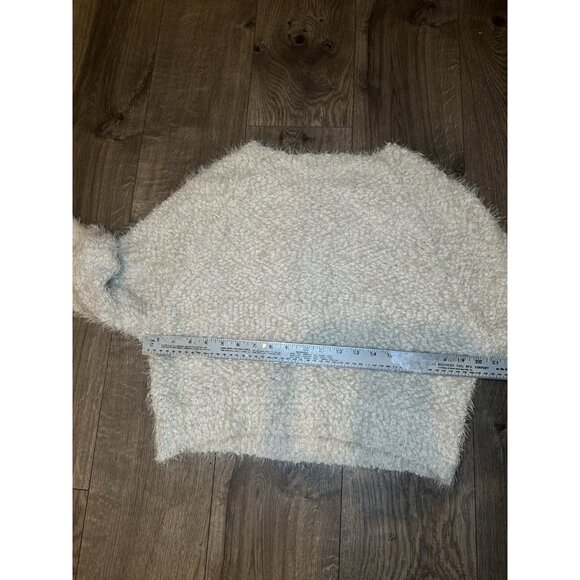 Anthropologie Sweet Sinammon Beige Gray Fuzzy Sweater Croppd Sz M Medium - Picture 5 of 7
